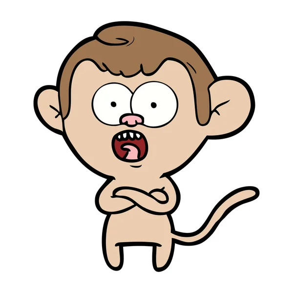 Vektorillustration Tecknad Chockad Monkey — Stock vektor