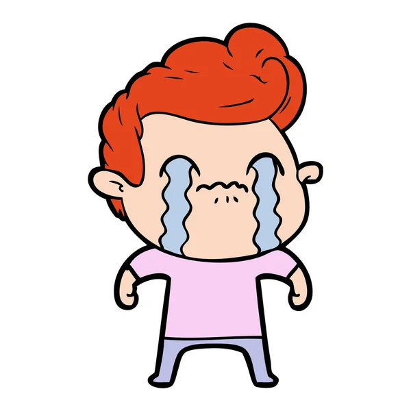 Vector Illustration Cartoon Man Crying — Stock Vector