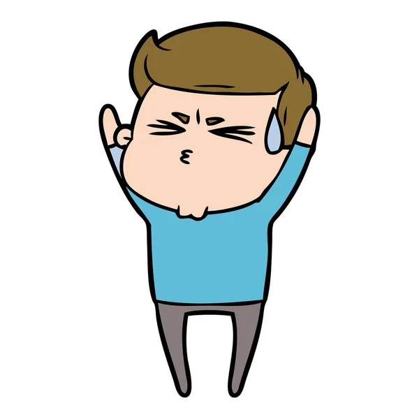 Illustrazione Vettoriale Sudorazione Uomo Cartone Animato — Vettoriale Stock