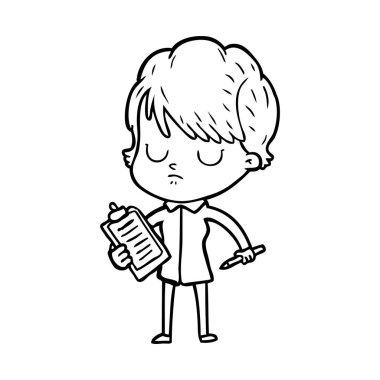 Çizgi filmdeki kadının vektör çizimi