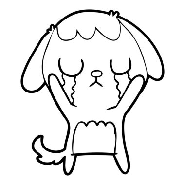 sevimli çizgi köpek ağlıyor