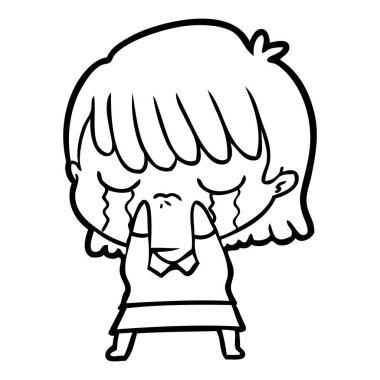 vektör çizim karikatür kadının ağladığını