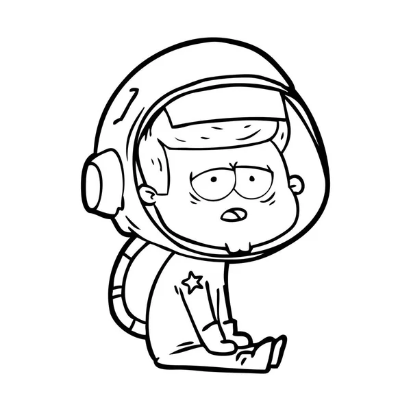 Illustrazione Vettoriale Astronauta Stanco Cartone Animato — Vettoriale Stock