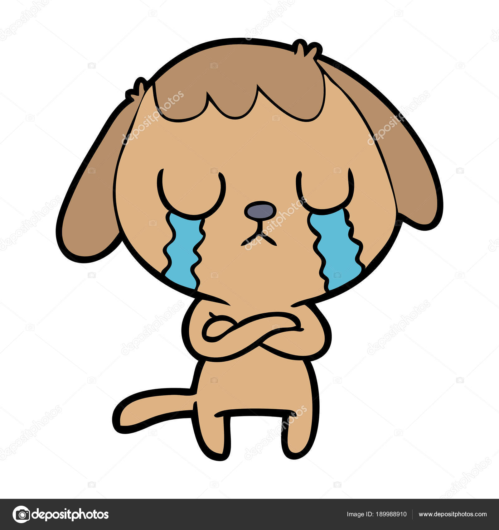 Cute Cartoon Dog Crying Stock Vector by ©lineartestpilot 189988910