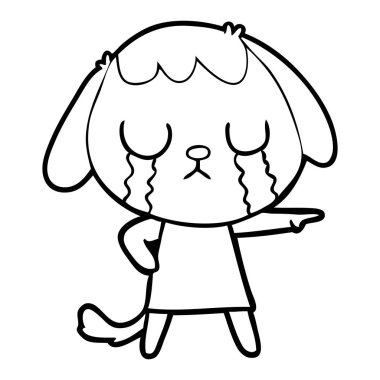 sevimli çizgi köpek ağlıyor