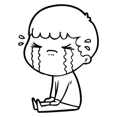 vektör çizim karikatür adam ağlıyor