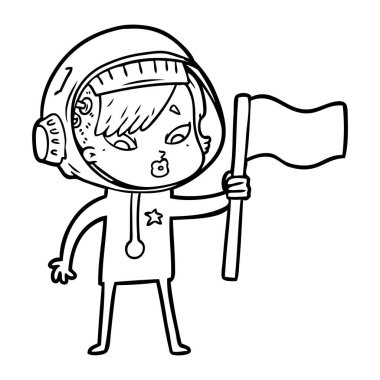 vektör çizim karikatür astronot kadın