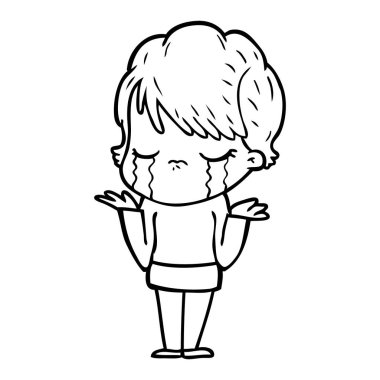 vektör çizim karikatür kadının ağladığını