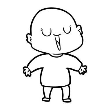 mutlu karikatür kel adam