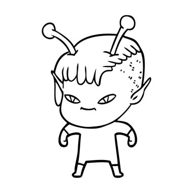 sevimli çizgi uzaylı kız