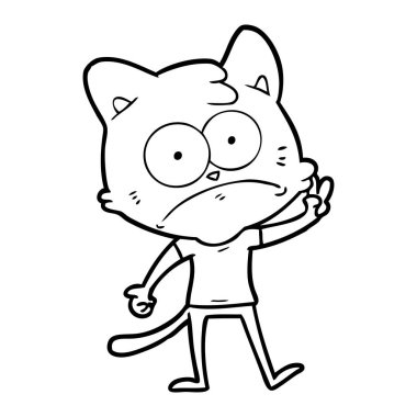 vektör çizim karikatür gergin kedi