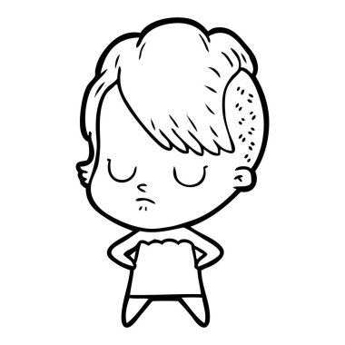 Çizgi filmdeki kadının vektör çizimi