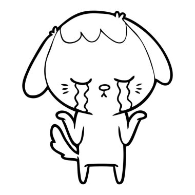 vektör çizim karikatür ağlayan köpek