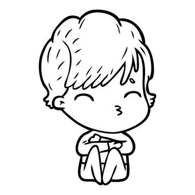 vektör çizim karikatür kadın düşünme