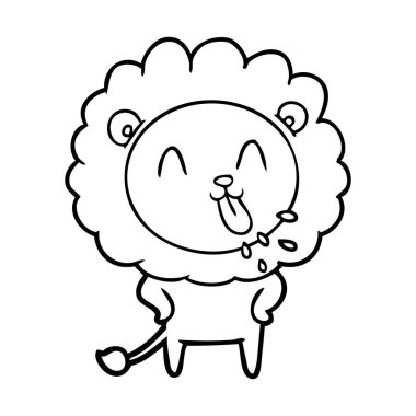 mutlu karikatür aslan vektör çizim