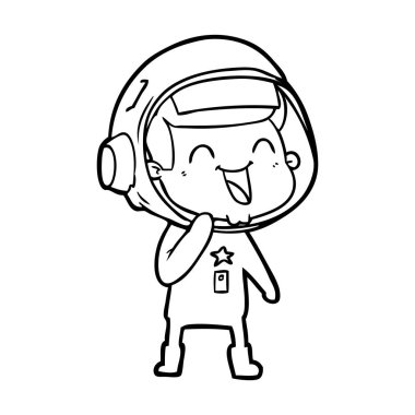 mutlu karikatür astronot vektör çizim