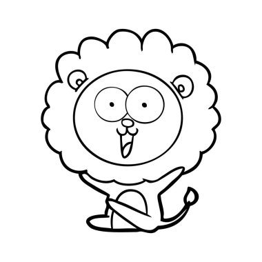 mutlu karikatür aslan vektör çizim