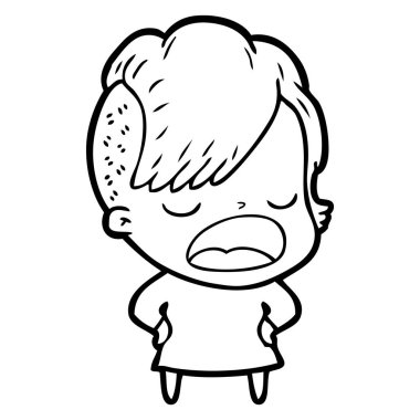 konuşuyor karikatür serin hippi kız