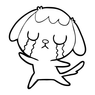 sevimli çizgi köpek ağlıyor