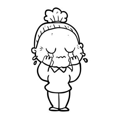 çizgi film ağlayan yaşlı kadın