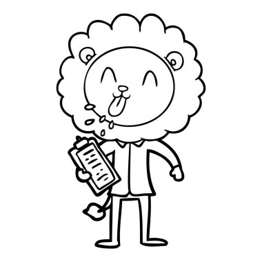 mutlu karikatür aslan vektör çizim