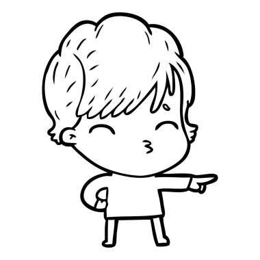 vektör çizim karikatür kadın düşünme