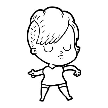 Çizgi filmdeki kadının vektör çizimi