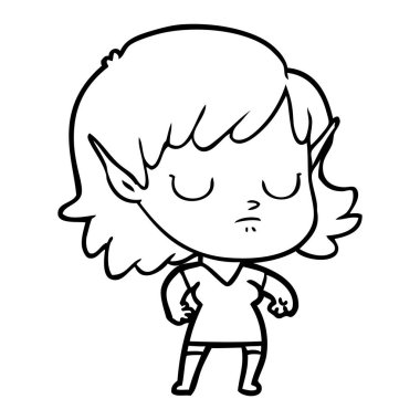 vektör çizim karikatür elf kızı