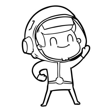 mutlu karikatür astronot vektör çizim