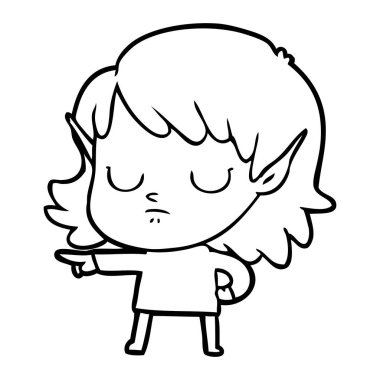 vektör çizim karikatür elf kızı