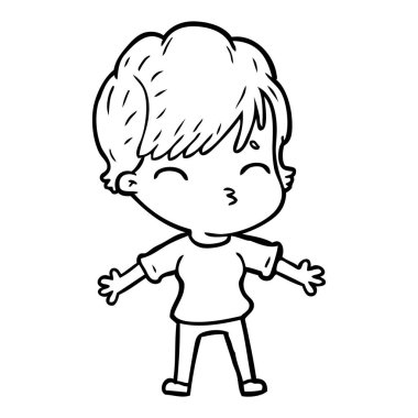 vektör çizim karikatür kadın düşünme