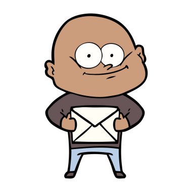 karikatür kel adam harfiyle bakarken