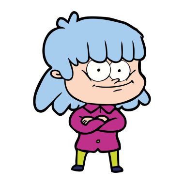 vektör çizim karikatür gülümseyen kadın