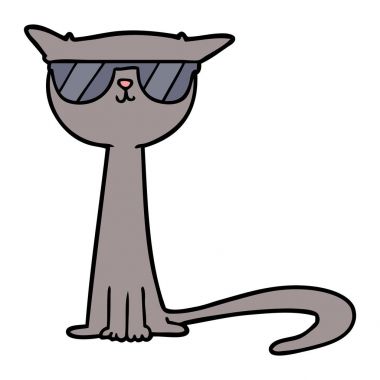  çizgi film serin kedi vektör çizim