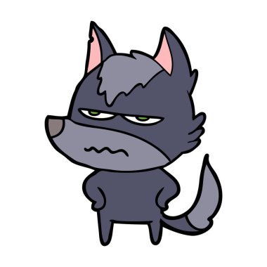 vektör çizim karikatür rahatsız kurt