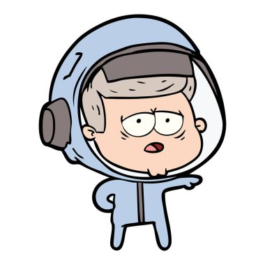 vektör çizim karikatür yorgun astronot