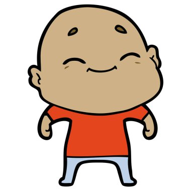 mutlu karikatür kel adam