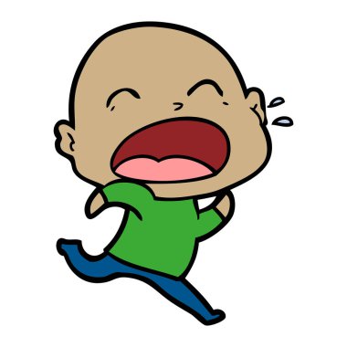 karikatür bağırarak kel adam