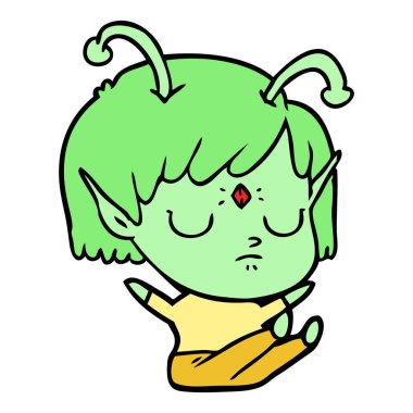 vektör çizim karikatür uzaylı kız