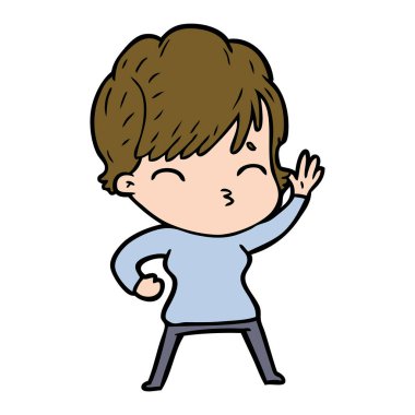 vektör çizim karikatür kadın düşünme