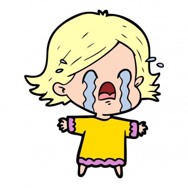 vektör çizim karikatür kadının ağladığını