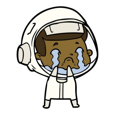 vektör çizim karikatür ağlayan astronot