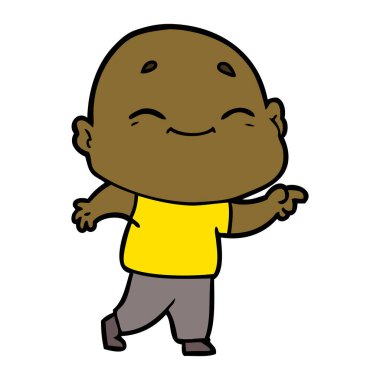 karikatür mutlu kel adam