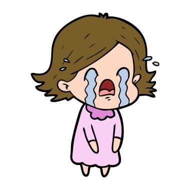 vektör çizim karikatür kadının ağladığını