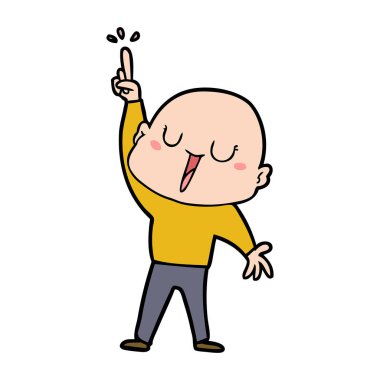 mutlu karikatür kel adam