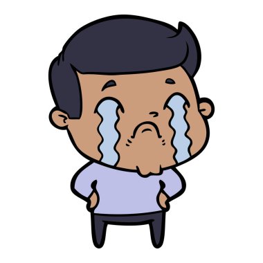 vektör çizim karikatür adam ağlıyor