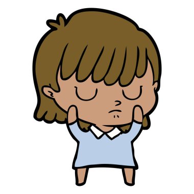 Çizgi filmdeki kadının vektör çizimi