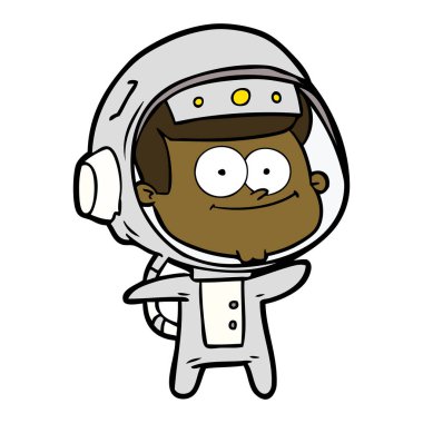 mutlu astronot karikatür vektör çizim