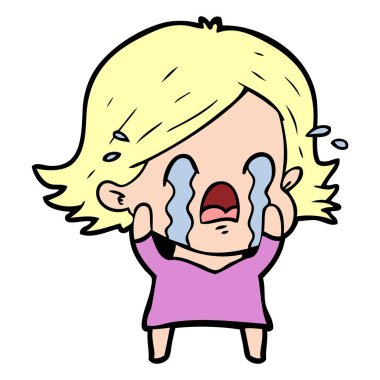 vektör çizim karikatür kadının ağladığını