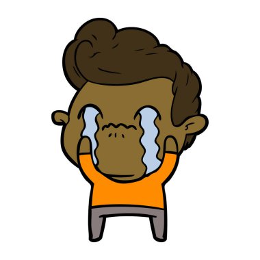 vektör çizim karikatür adam ağlıyor